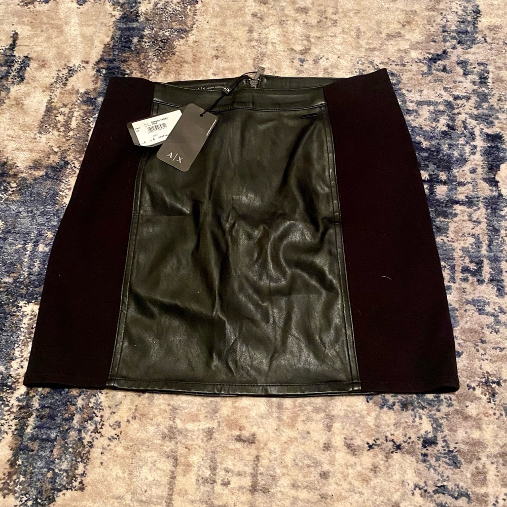 Armani Exchange Black Mini Leather Skirt